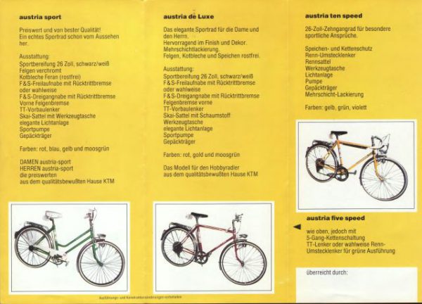 KTM-FAHRRÄDER-PROSPEKT - 1970er Jahre - Ungebraucht aus Händlerbeständen !! – Bild 2