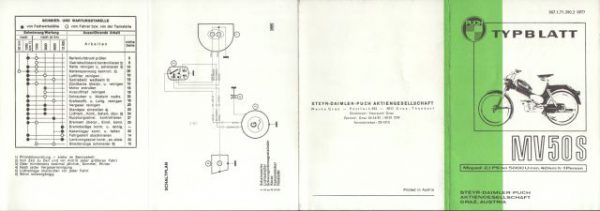 PUCH MV 50 S (letztes Modell) – Original TYPBLATT  (kein Nachdruck) – Bild 2