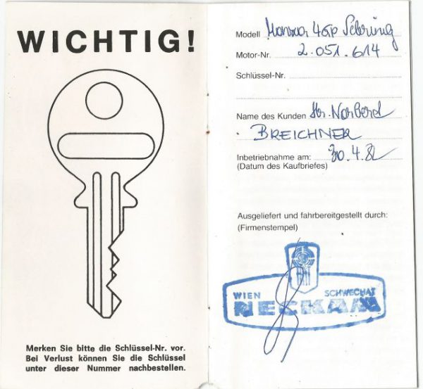 PUCH MONZA 4 Gang – BETRIEBSANLEITUNG – sehr schöner Zustand – inkl. original Garantie/Serviceheft + Datenblatt von 1982 (kein Nachdruck) – Bild 3