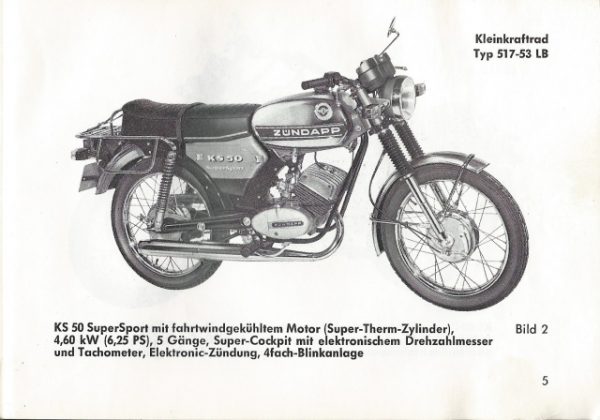 ZÜNDAPP - Bedienung und Pflege ( ORIGINAL - kein Nachdruck !! ) - KS 50 (517) Sport / Cross / SuperSport / watercooled – Bild 3