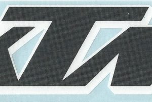AUFKLEBER “KTM schwarz/weiß” – (1 Stück) Tankaufkleber - für Sicke statt "KTM" Kunststoffembleme - KTM PL /TL/TS