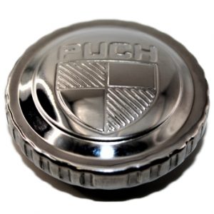 TANKDECKEL mit PUCH Logo – chrom - Bajonettverschluss für PUCH Maxi Modelle und PUCH MV 50S (letztes Modell)