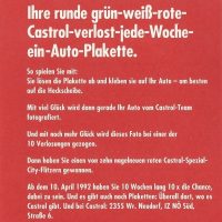 AUFKLEBER – “CASTROL Autoplakette” – Original von 1992 (NOS) – Bild 3