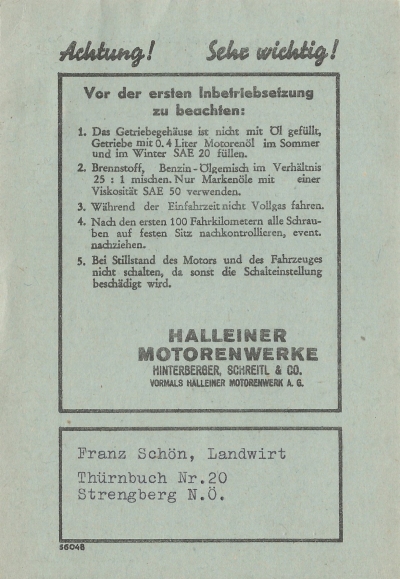 Originales SERVICEHEFT (innen nicht ausgefüllt) für HMW MOPED von 1957 + GARANTIEKARTE – kein Nachdruck !! – Bild 4